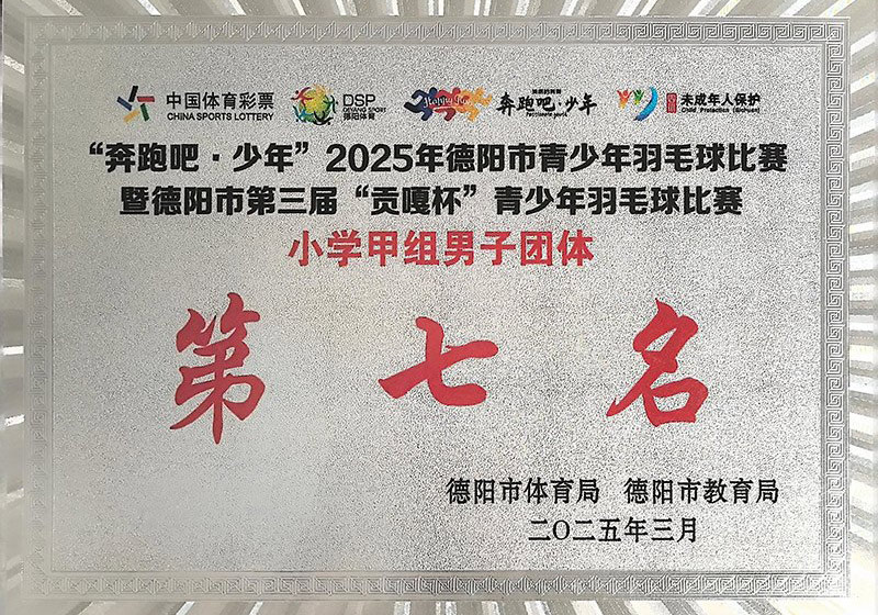 2025年3月德阳市小学羽毛球甲男团第七名